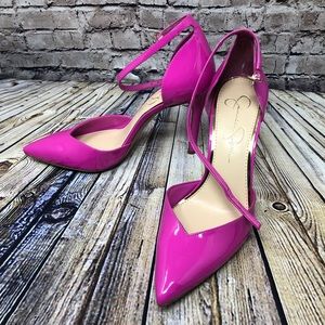 Fuchsia Jessica Simpson Patent Buckle Heels